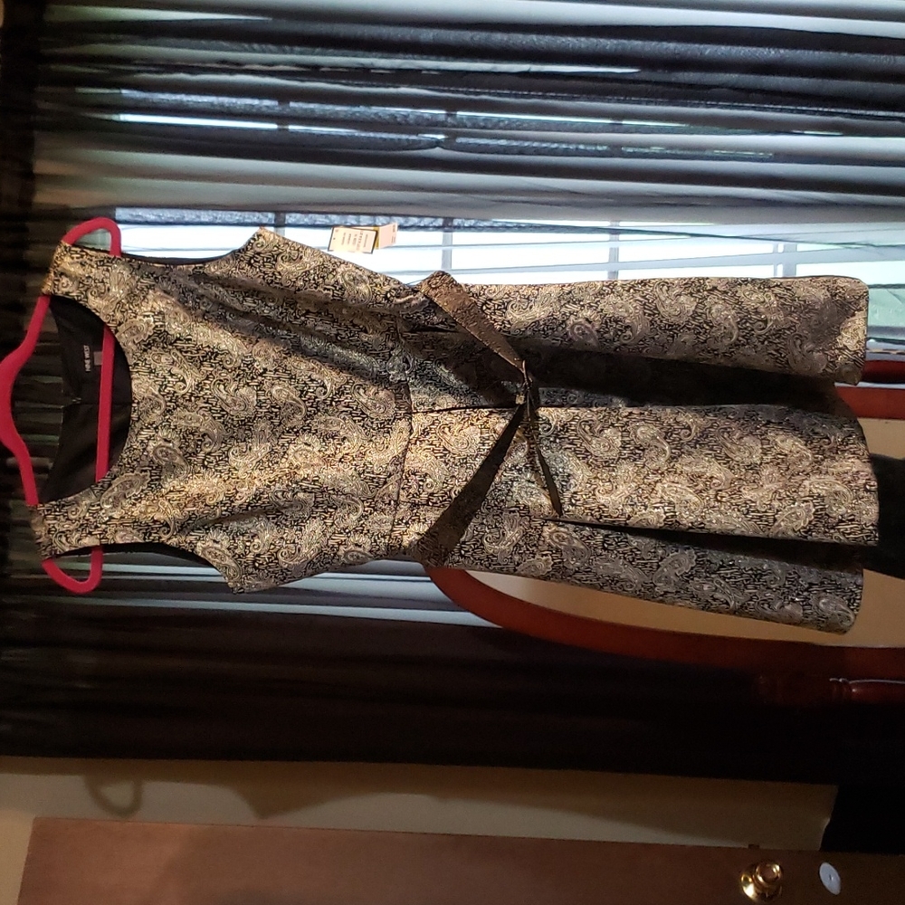 Nine West Belted Black and Gold dress